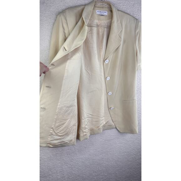 Preston & York Blazer Womens 14 Butter Yellow Silk Short Sleeve Button Up Jacket - Picture 7 of 11